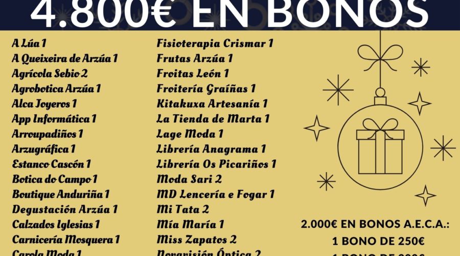 NO ARZÚA CCA AS MERCAS DE NADAL PRÉMIANSE CON 4.800€ EN BONOS